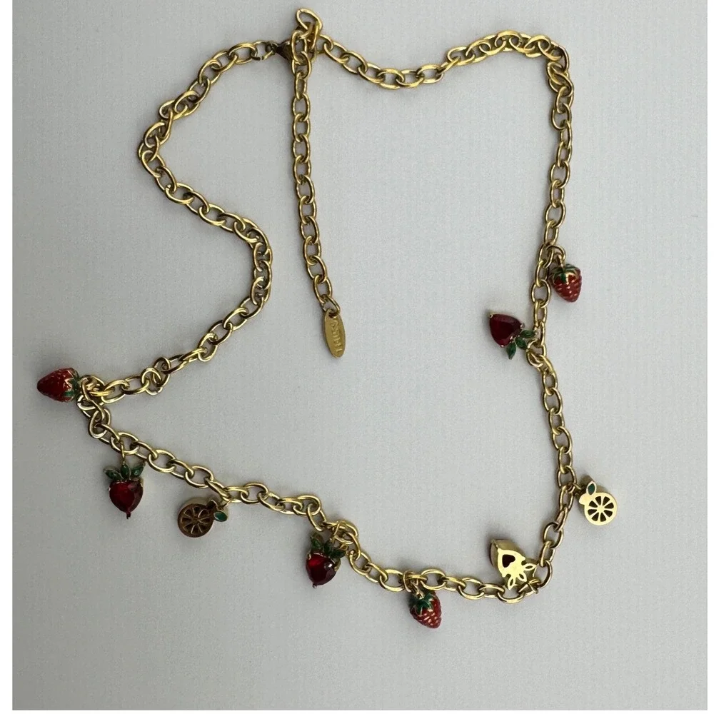 14k‎ Laminated Stainless Steel Fruit Charm Chain Necklace